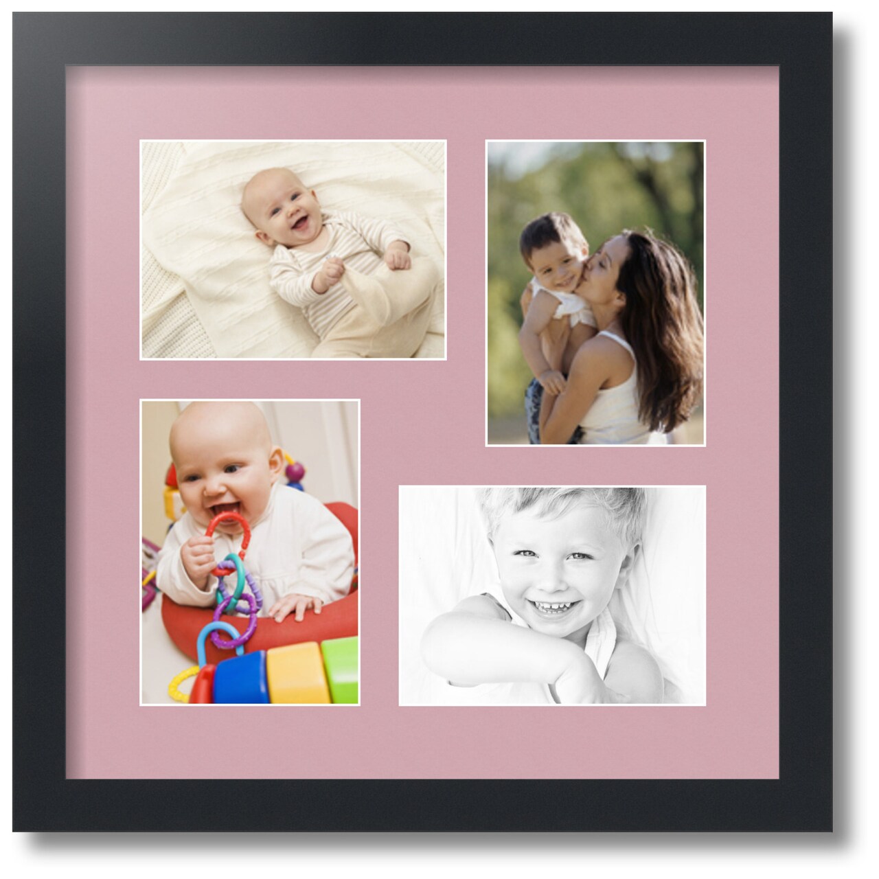 ArtToFrames Collage Photo Picture Frame with 4 - 5x7 inch Openings, Framed in Black with Over 62 Mat Color Options and Plexi Glass (CSM-3926-179)